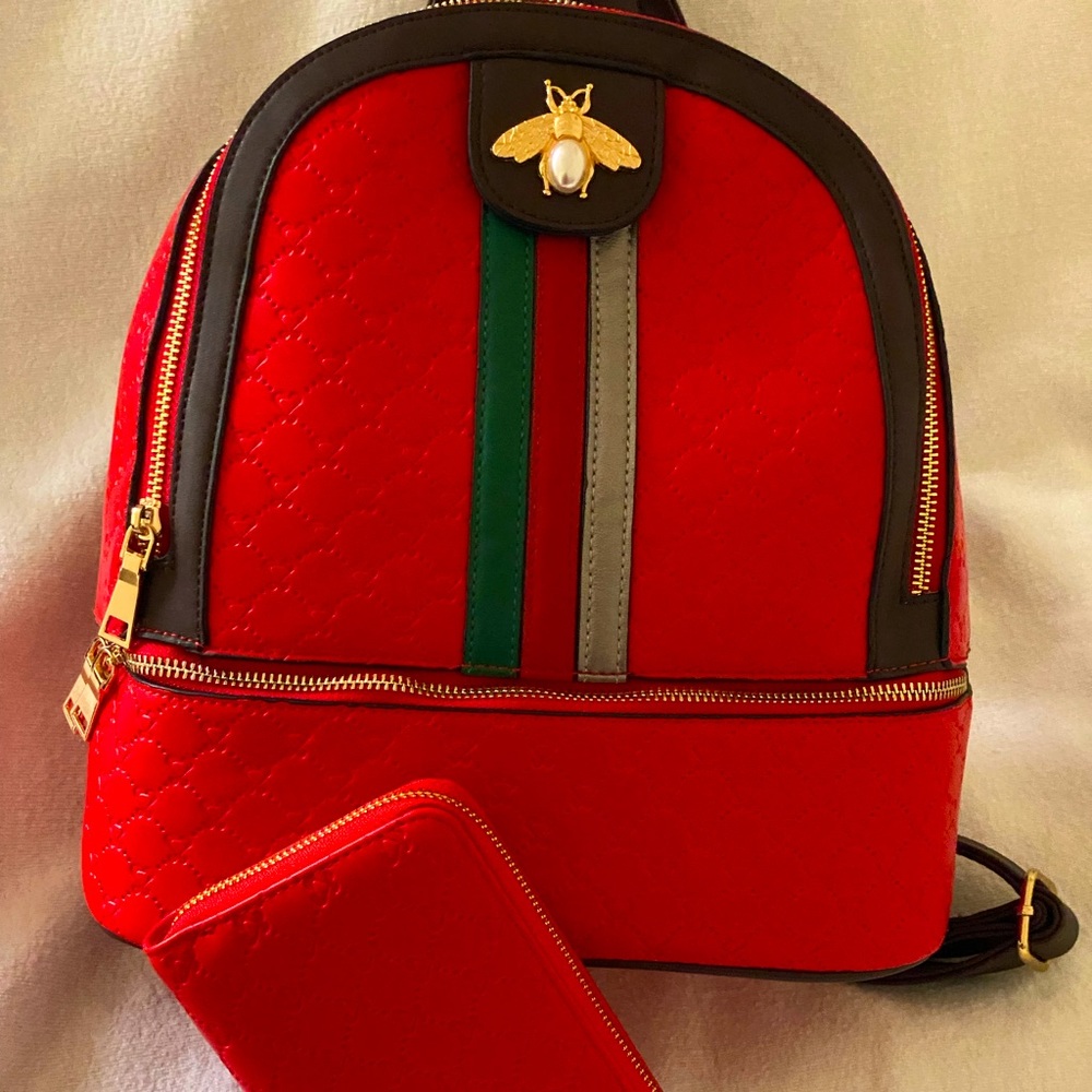 Diophy Red Backpack/Matching Wallet